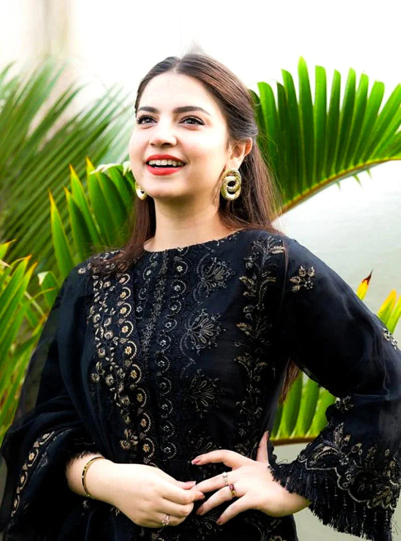 Lawn 3PC Embroidered Shirt with Organza Embroidered Dupatta- 5012